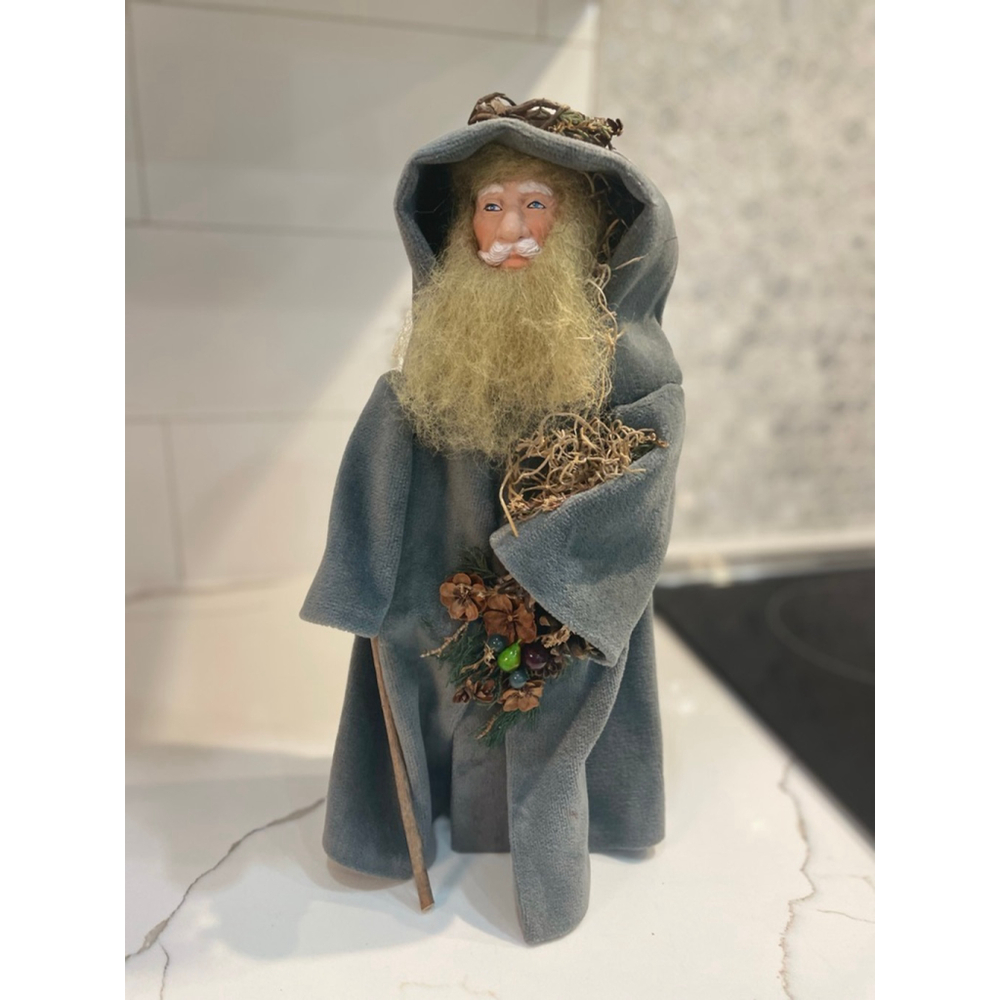Old World Santa Father Christmas Velvet Cloak and Berries Primitive Nordic